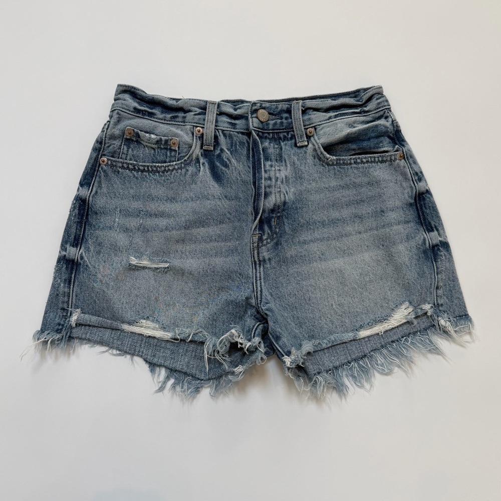 Pistola Light Blue Distressed High-Rise Denim Shorts size 25